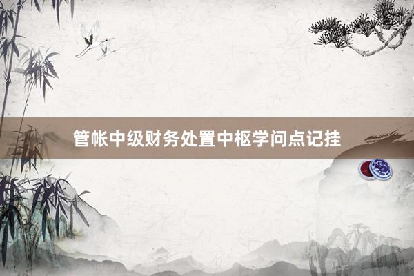管帐中级财务处置中枢学问点记挂